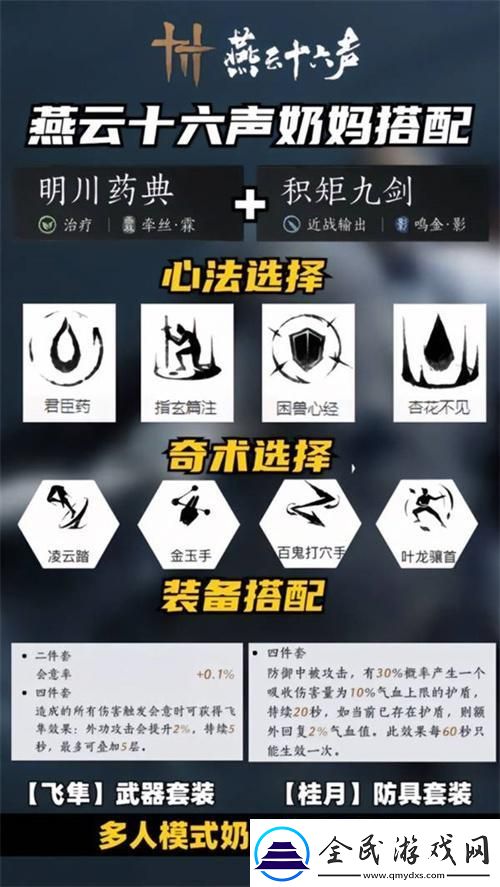 燕云十六聲武器心法怎么搭配